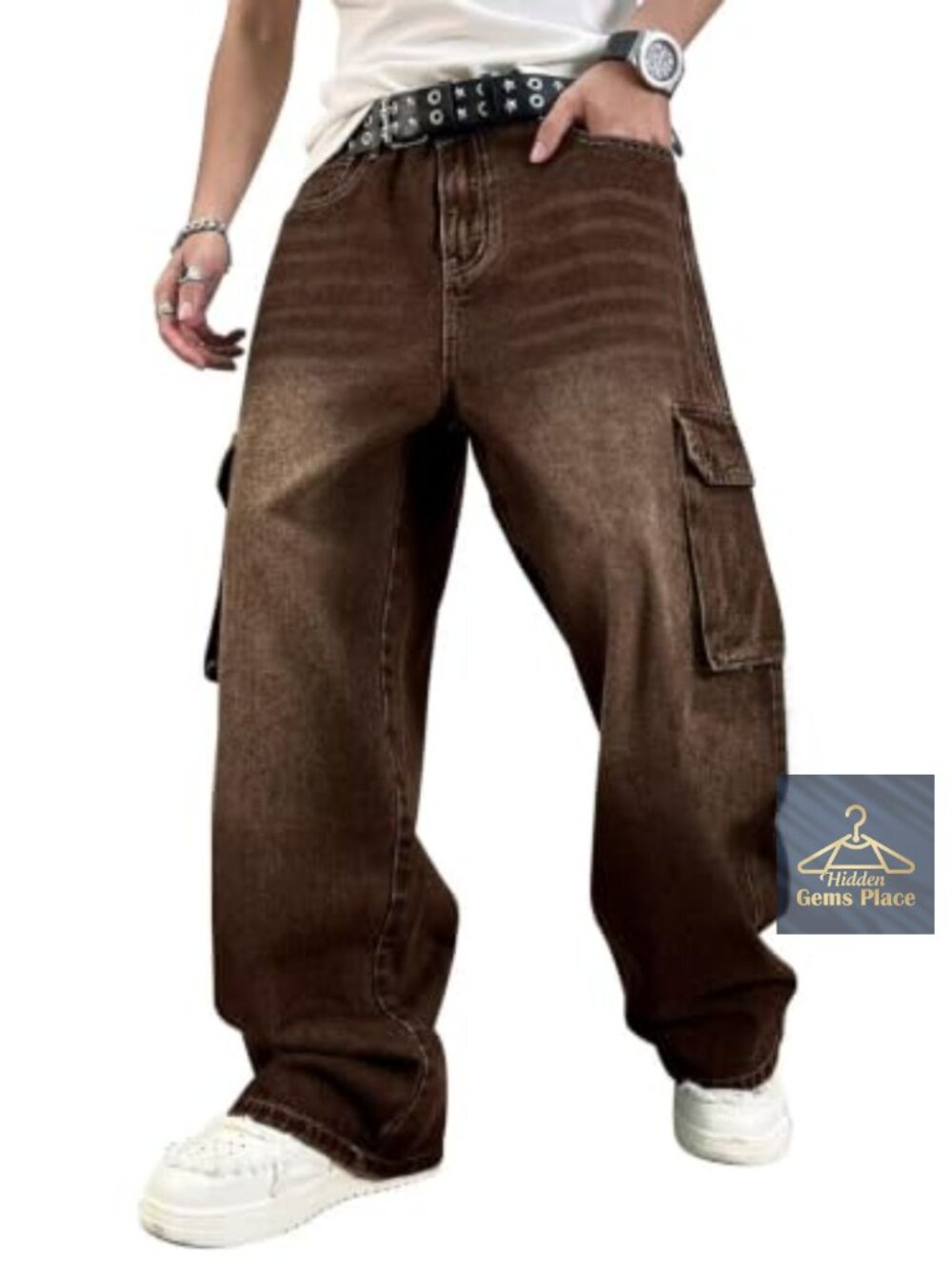Y2K Baggy Cargo Jeans Wide Leg Unisex Skater Denim Pants 85% Cotton